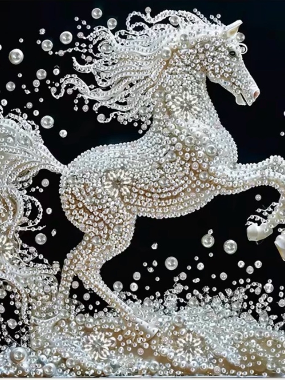 (194P) DIY Pearl Diamond painting Kit Pearl Embellished Horse Wall Art